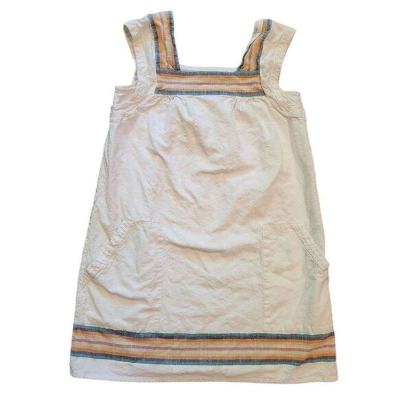 Faherty Hailee Dress Women's Small Ivory Rainbow Stripe Shift Mini Organic - Picture 2 of 6